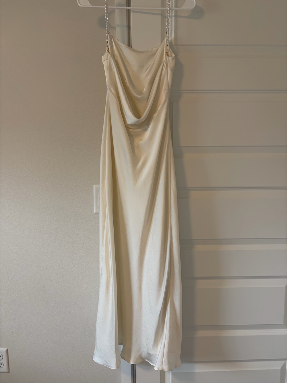 Abercrombie & Fitch Cream Slip Maxi Dress with Beaded Straps - Picture 6 of 10